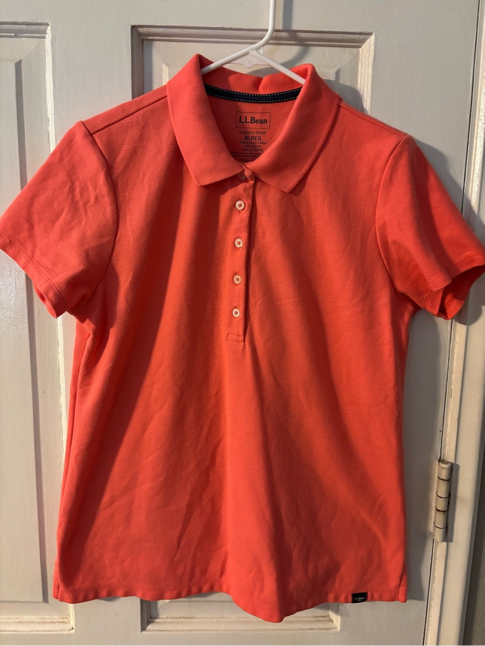 L.L. Bean Women's Short Sleeve Polo in Coral